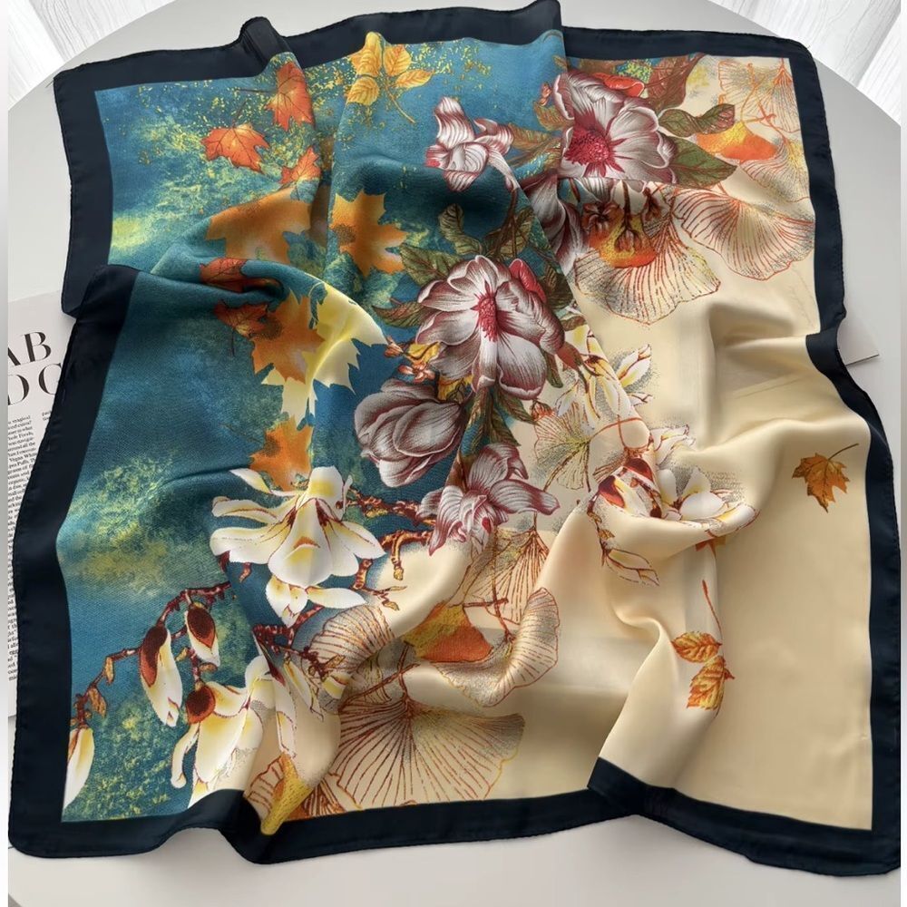 Elegant Multicolor Scarf feels like silk, but is polyester